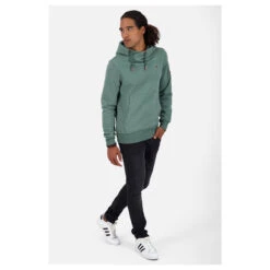 Alife And Kickin Herren Hoodie Sweatshirt Johnson A Sage Leaf Melange -Modebekleidungs Geschäft alife and kickin johnson herren pullover sage leaf melange 6851 model