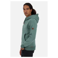 Alife And Kickin Herren Hoodie Sweatshirt Johnson A Sage Leaf Melange -Modebekleidungs Geschäft alife and kickin johnson herren pullover sage leaf melange 6851 model seite
