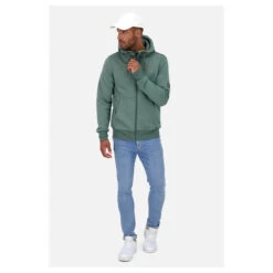 Alife And Kickin Herren Hoodie Sweatjacke Trasher A Sage Leaf Melange -Modebekleidungs Geschäft alife and kickin trasher herren sweatjacke sage leaf melange 6851 model