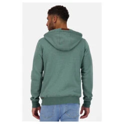 Alife And Kickin Herren Hoodie Sweatjacke Trasher A Sage Leaf Melange -Modebekleidungs Geschäft alife and kickin trasher herren sweatjacke sage leaf melange 6851 model hinten