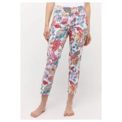 Angels Ornella 7/8 Baumwollhose Raspberry Ice Cream Leaf Print -Modebekleidungs Geschäft angels jeans ornella 7 8 raspberry ice cream 8589 model vorne