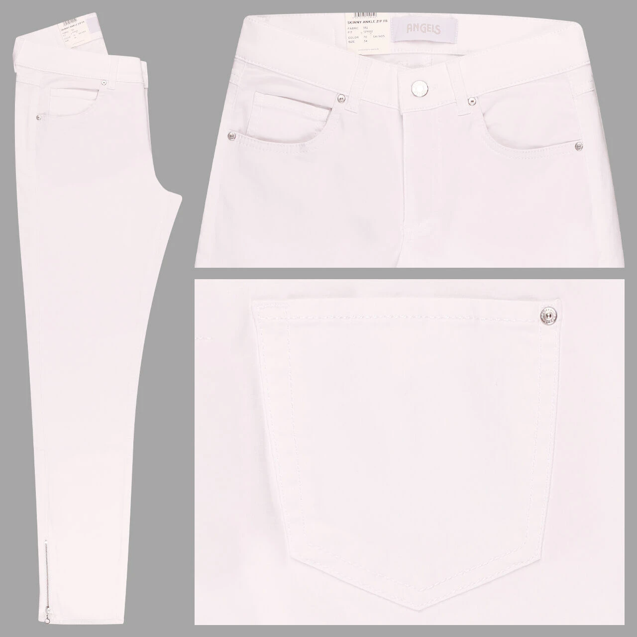 Angels Skinny Ankle Zip Jeans White Fringe 1 Angels Skinny Ankle Zip Jeans White Fringe