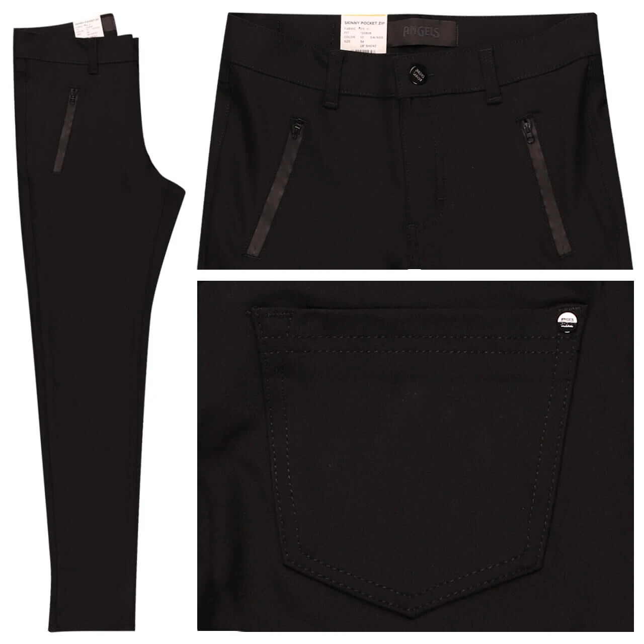Angels Skinny Pocket Zip Hose Black 1 Angels Skinny Pocket Zip Hose Black