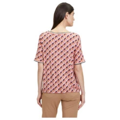 Betty Barclay Damen T-Shirt Coral Red Print -Modebekleidungs Geschäft betty barclay 1 2 arm shirt kurz orange 4868 model hinten