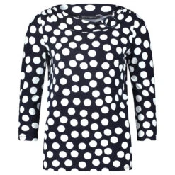 Betty Barclay 3/4 Arm Shirt Dark Blue Cream Printed