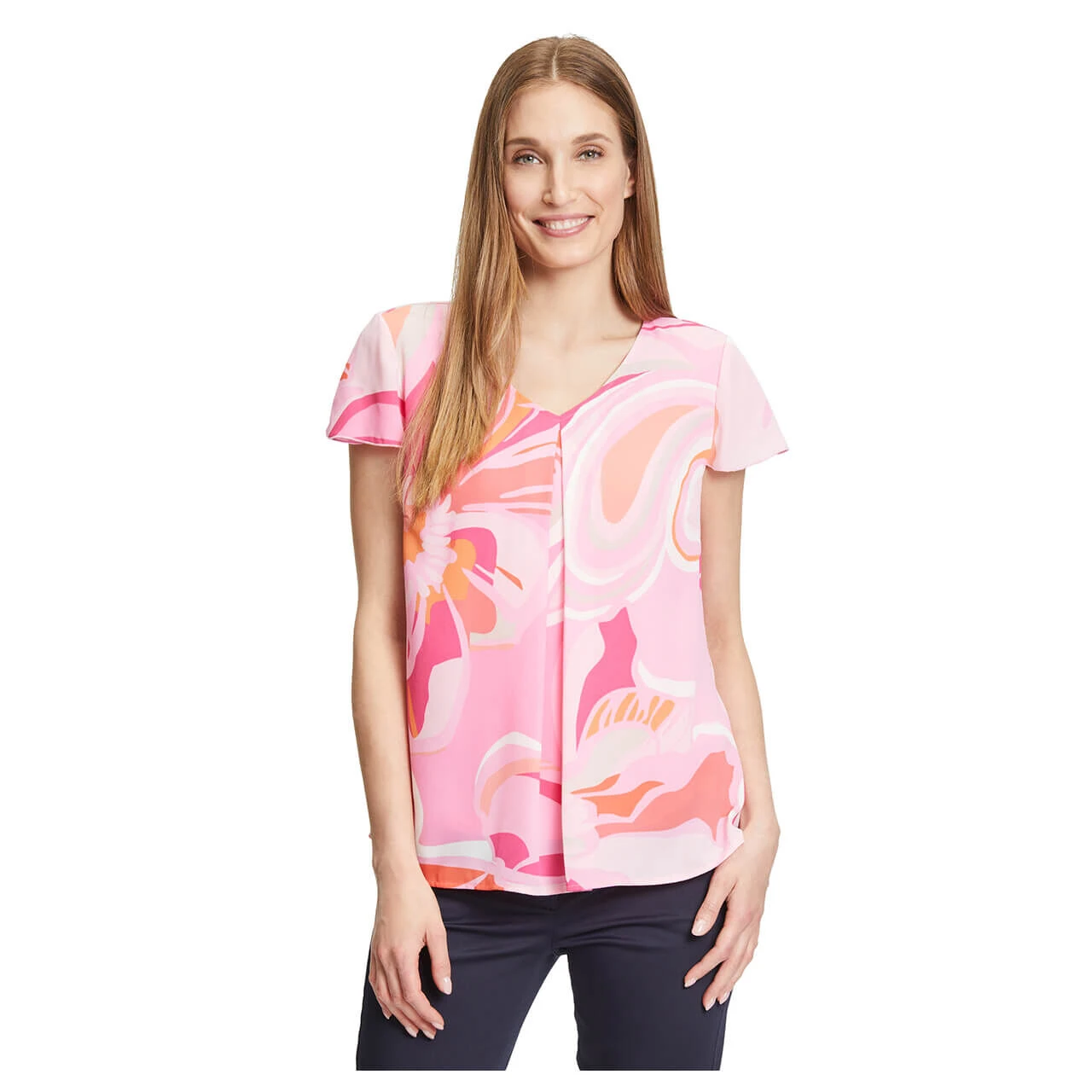 Betty Barclay Damen Kurzarm Bluse Pink Rose Print 3 Betty Barclay Damen Kurzarm Bluse Pink Rose Print – Bild 3