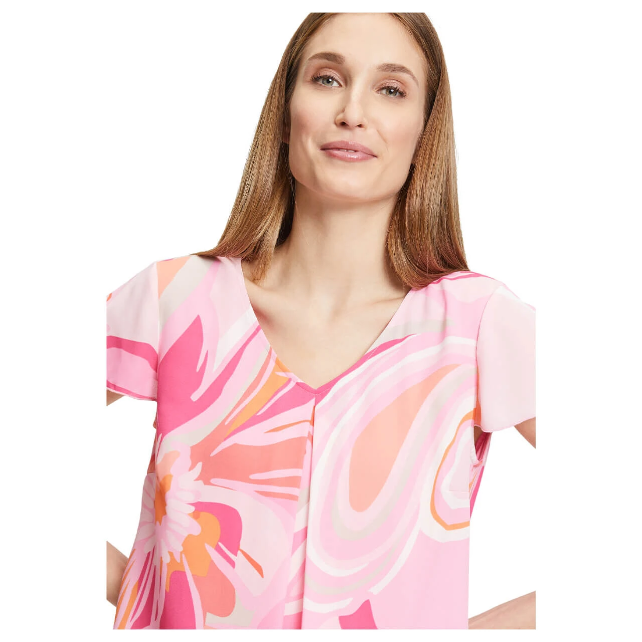 Betty Barclay Damen Kurzarm Bluse Pink Rose Print 6 Betty Barclay Damen Kurzarm Bluse Pink Rose Print – Bild 6