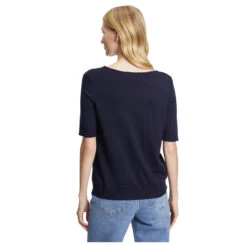 Betty Barclay Damen Kurzarm Pullover Dark Sky -Modebekleidungs Geschäft betty barclay pullover blau 8345 detail hinten