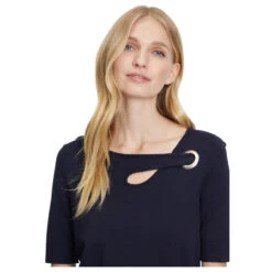 Betty Barclay Damen Kurzarm Pullover Dark Sky -Modebekleidungs Geschäft betty barclay pullover blau 8345 detail vorne