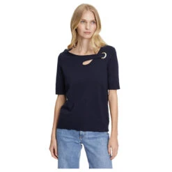 Betty Barclay Damen Kurzarm Pullover Dark Sky -Modebekleidungs Geschäft betty barclay pullover blau 8345 front