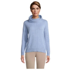 Betty Barclay Damen Rollkragen Pullover Middle Blue Melange -Modebekleidungs Geschäft betty barclay pullover patchwork and foil loop blau 30128 vorne