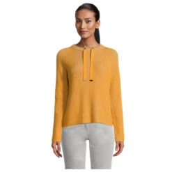 Betty Barclay Damen Pullover Yellow Grey -Modebekleidungs Geschäft betty barclay pullover senfgelb 2891 model vorne
