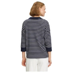 Betty Barclay 3/4 Arm Shirt Marine Blue Cream Stripes -Modebekleidungs Geschäft betty barclay shirt gestreift blau weiC39F 8813 ansicht model hinten