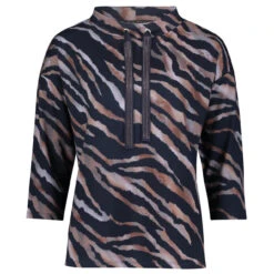 Betty Barclay Damen 3/4 Arm Shirt Dark Blue Grey