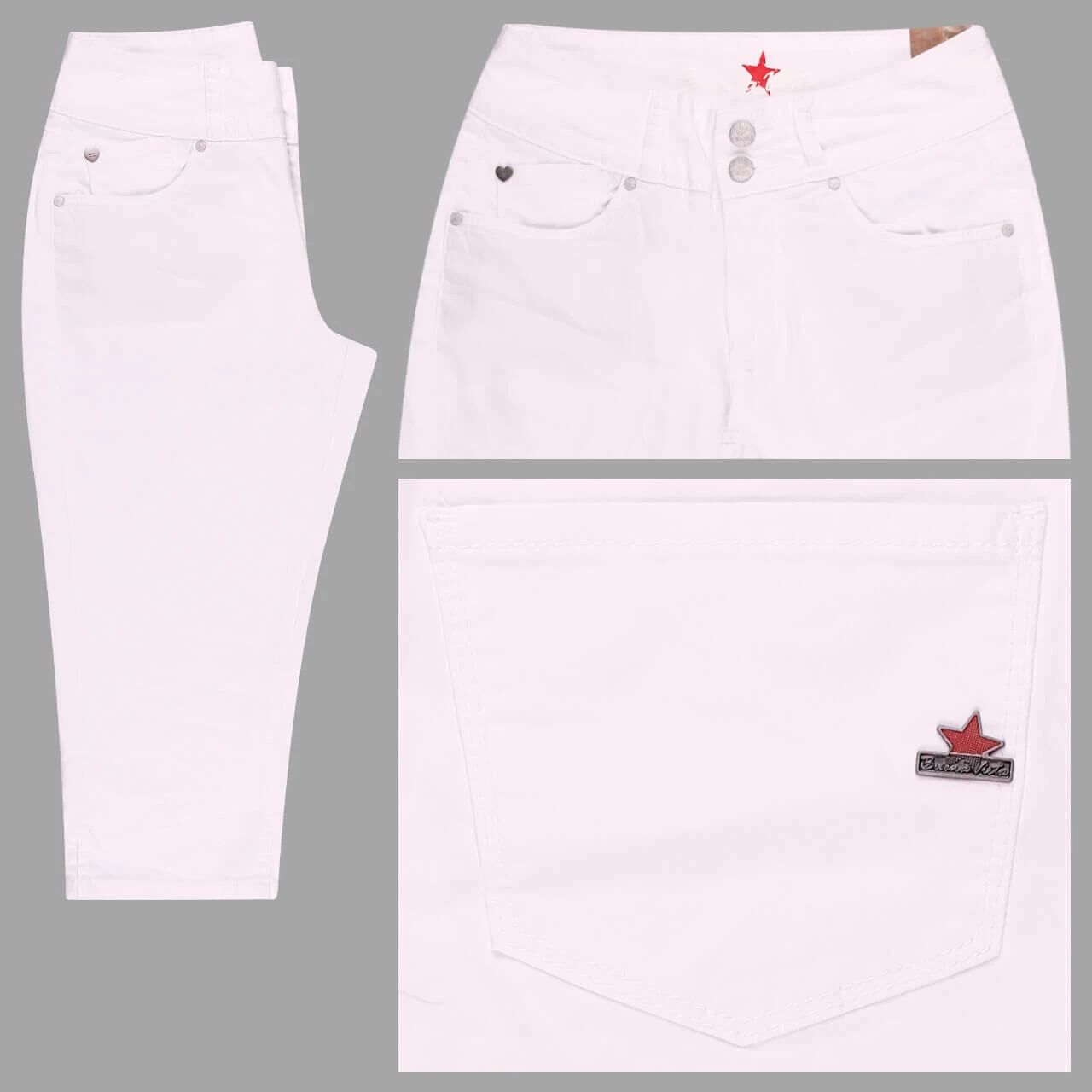 Buena Vista Tummyless-Capri Stretch Twill Baumwollhose White 1 Buena Vista Tummyless-Capri Stretch Twill Baumwollhose White