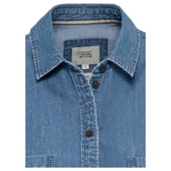 Camel Active Damen Kurzarm Jeanskleid Indigo Blue -Modebekleidungs Geschäft camel active halfsleeved dress kleid blau 40 detail vorne