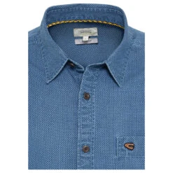 Camel Active Herren Langarm Hemd Indigo Blue Printed -Modebekleidungs Geschäft camel active hemd blau 47 detail vorne 28229