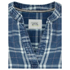 Camel Active Damen Langarm Bluse Indigo Blue Check -Modebekleidungs Geschäft camel active hemdbluse blau 40 detail vorne