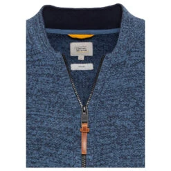 Camel Active Herren Strickjacke Elemental Blue Melange -Modebekleidungs Geschäft camel active knitted jacket strickjacke blau 40 detail vorne