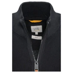 Camel Active Herren Strickjacke Dark Asphalt Grey -Modebekleidungs Geschäft camel active knitted jacket strickjacke grau 88 detail vorne