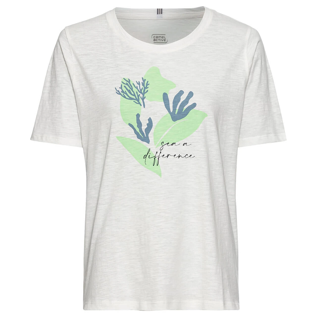 Camel Active Damen T-Shirt White Coral Print 1 Camel Active Damen T-Shirt White Coral Print