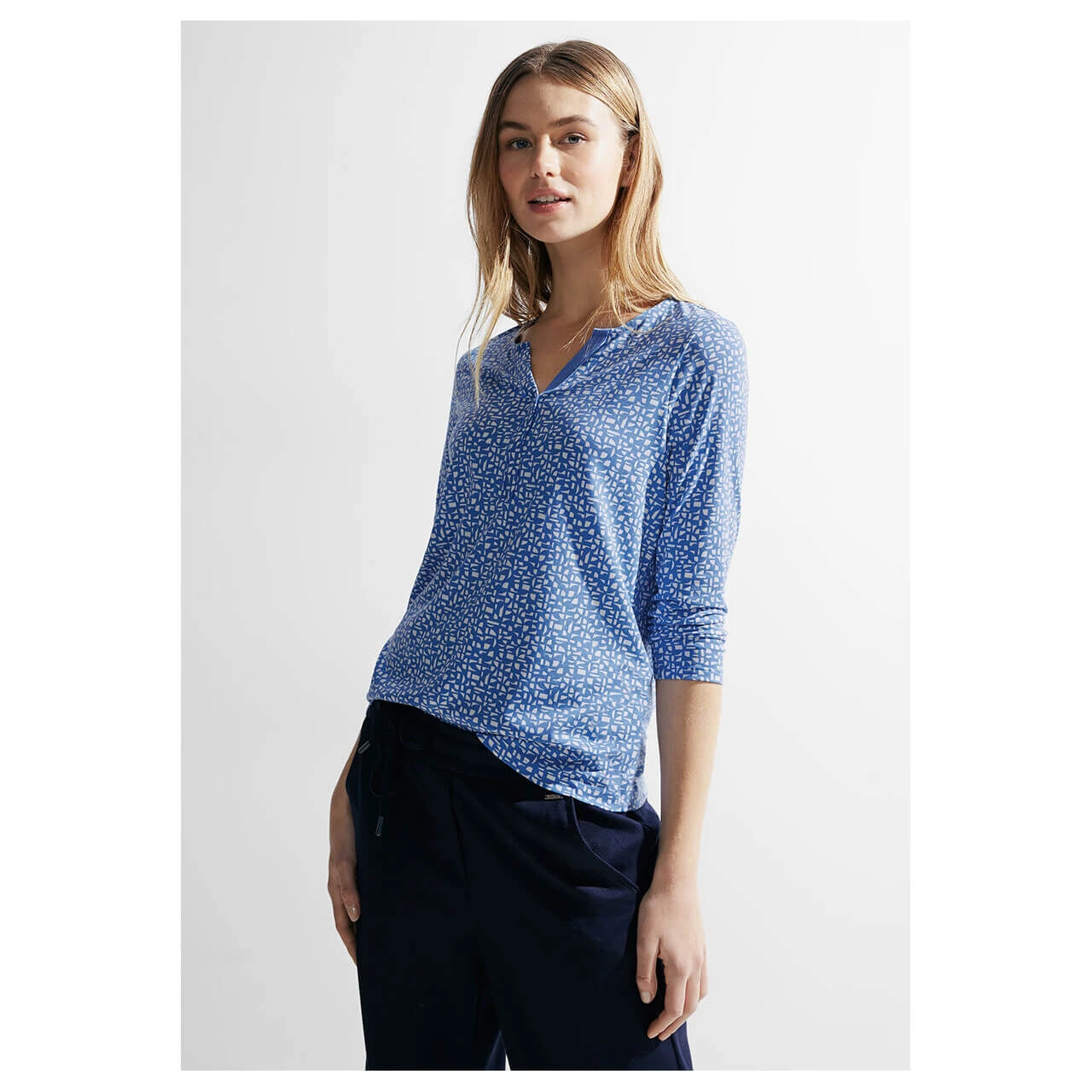 Cecil Damen 3/4 Arm Shirt Minimal Tunic Water Blue 2 Cecil Damen 3/4 Arm Shirt Minimal Tunic Water Blue – Bild 2