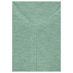 Cecil Damen 3/4 Arm Pullover Structured V-Neck Salvia Green Melange -Modebekleidungs Geschäft cecil 3 4 arm structured v neck pullover gruen 15570 detail