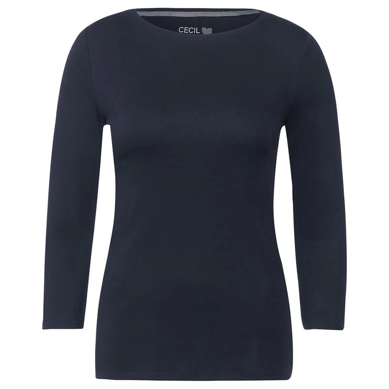 Cecil Damen 3/4 Arm Shirt Basic Boatneck Universal Blue 1 Cecil Damen 3/4 Arm Shirt Basic Boatneck Universal Blue