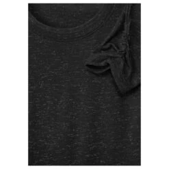 Cecil Damen 3/4 Arm Shirt Basic Glitter Black -Modebekleidungs Geschäft cecil basic glitter shirt schwarz 10001 detail