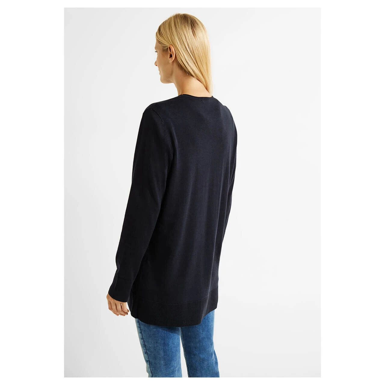 Cecil Damen Long Strickjacke Basic Open Cardigan Night Sky Blue 3 Cecil Damen Long Strickjacke Basic Open Cardigan Night Sky Blue – Bild 3