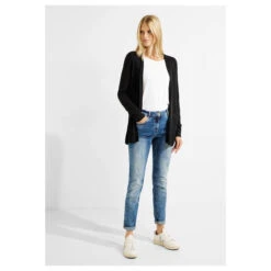 Cecil Damen Long Strickjacke Basic Open Cardigan Black 8 Cecil Damen Long Strickjacke Basic Open Cardigan Black -Modebekleidungs Geschäft cecil basic open cardigan strickjacke schwarz 10001 vorne
