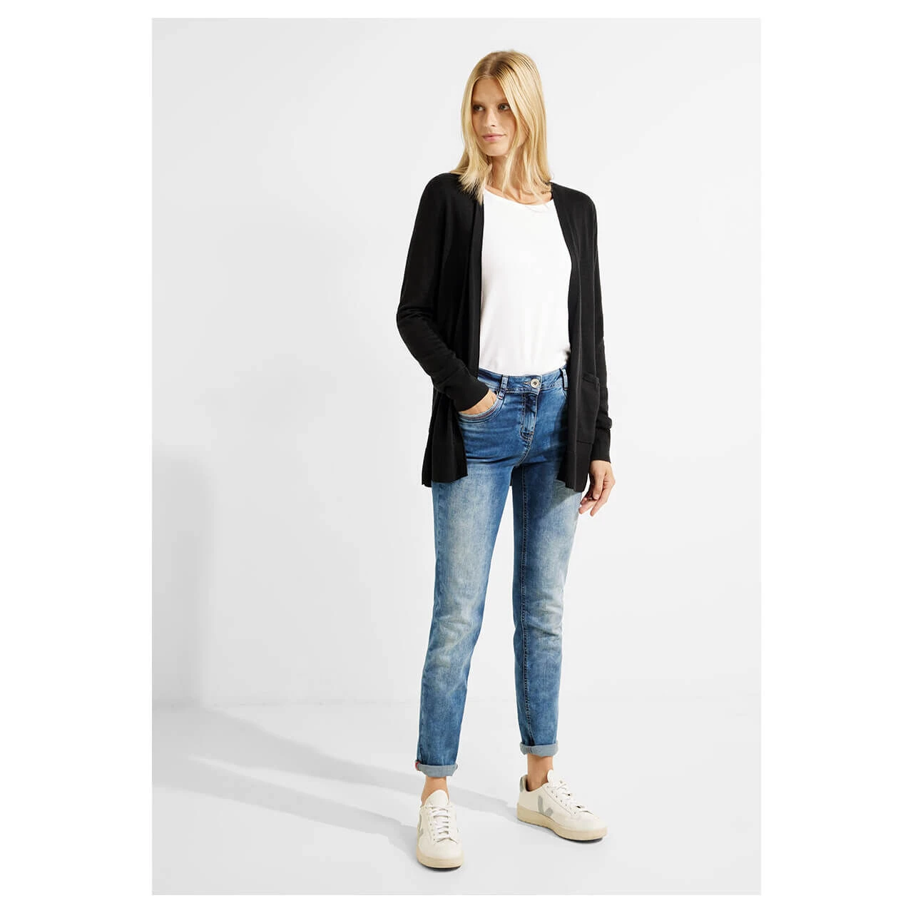 Cecil Damen Long Strickjacke Basic Open Cardigan Black 4 Cecil Damen Long Strickjacke Basic Open Cardigan Black – Bild 4