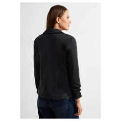 Cecil Damen Sweat Blazer Black 8 Cecil Damen Sweat Blazer Black -Modebekleidungs Geschäft cecil blazer gathering detail schwarz 10001 model hinten