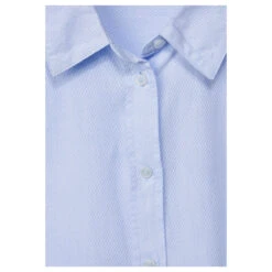 Cecil Damen Langarm Bluse Stripe Structure Soft Real Blue -Modebekleidungs Geschäft cecil bluse soft real blue 15402 detail vorne