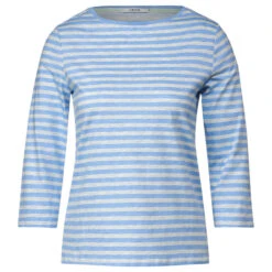 Cecil Damen 3/4 Arm Shirt Boatneck Melange Stripe Soda Blue