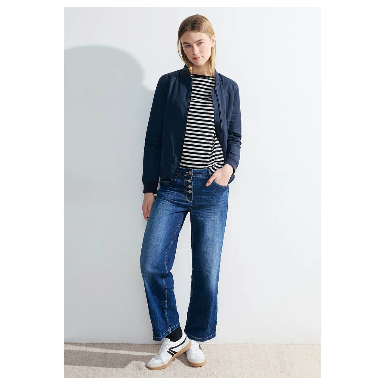 Cecil Damen 3/4 Arm Shirt Boatneck Melange Stripe Universal Blue 5 Cecil Damen 3/4 Arm Shirt Boatneck Melange Stripe Universal Blue – Bild 5