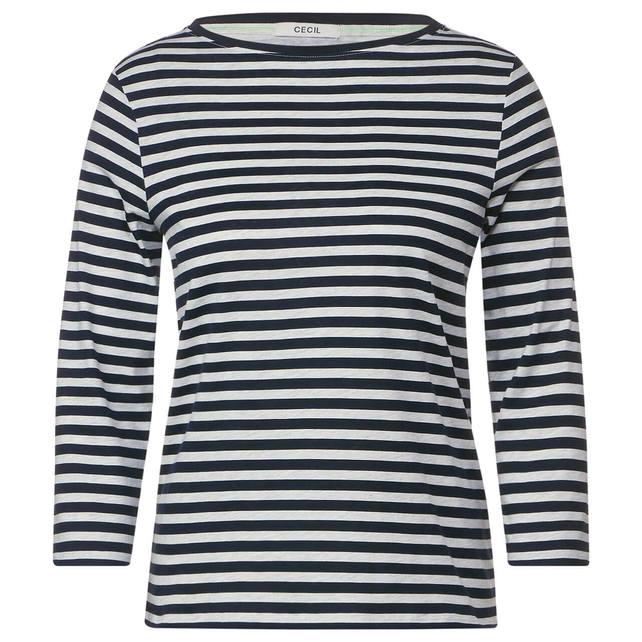 Cecil Damen 3/4 Arm Shirt Boatneck Melange Stripe Universal Blue 1 Cecil Damen 3/4 Arm Shirt Boatneck Melange Stripe Universal Blue