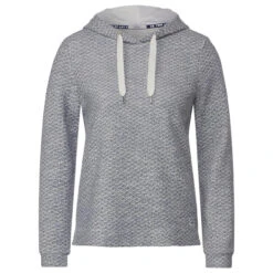 Cecil Damen Hoodie Sweatshirt Bouclé Casual Denim Blue