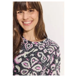 Cecil Damen T-Shirt Print Burnout Black -Modebekleidungs Geschäft cecil bournout shirt bunt muster 30001 nah