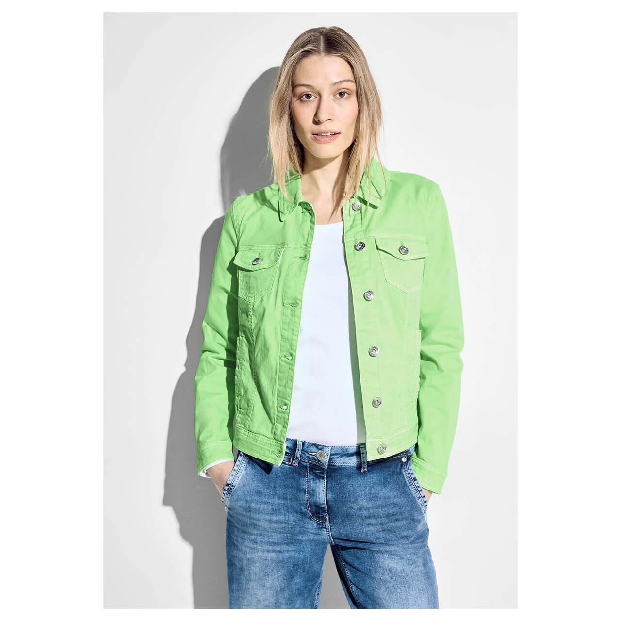 Cecil Damen Jeansjacke Matcha Lime 2 Cecil Damen Jeansjacke Matcha Lime – Bild 2