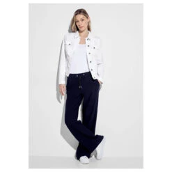 Cecil Damen Jeansjacke Shiny White -Modebekleidungs Geschäft cecil denim jacket colored jeansjacke weiss 10000 model