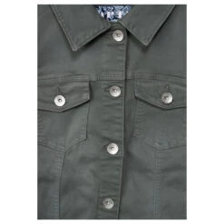 Cecil Jeansjacke Easy Khaki -Modebekleidungs Geschäft cecil garment dye denim jacket jeansjacke gruen 14684 detail