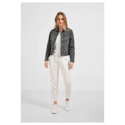 Cecil Jeansjacke Easy Khaki -Modebekleidungs Geschäft cecil garment dye denim jacket jeansjacke gruen 14684 vorne