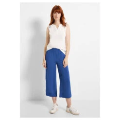 Cecil Neele Wideleg Capri 3/4 Hose Blue Sea -Modebekleidungs Geschäft cecil jeans neele blau 14922 ansicht
