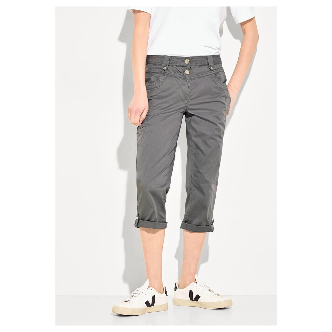 Cecil New York Capri Papertouch 3/4 Baumwollhose Soft Iron Grey 4 Cecil New York Capri Papertouch 3/4 Baumwollhose Soft Iron Grey – Bild 4