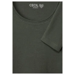 Cecil Damen Langarm Shirt Pia Dynamic Khaki -Modebekleidungs Geschäft cecil langarmshirt pia khaki 15612 detail