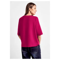 Cecil Damen Kurzarm Sweatshirt Pink Sorbet 7 Cecil Damen Kurzarm Sweatshirt Pink Sorbet -Modebekleidungs Geschäft cecil modal short sleeve sweatshirt rosa 15597 model hinten