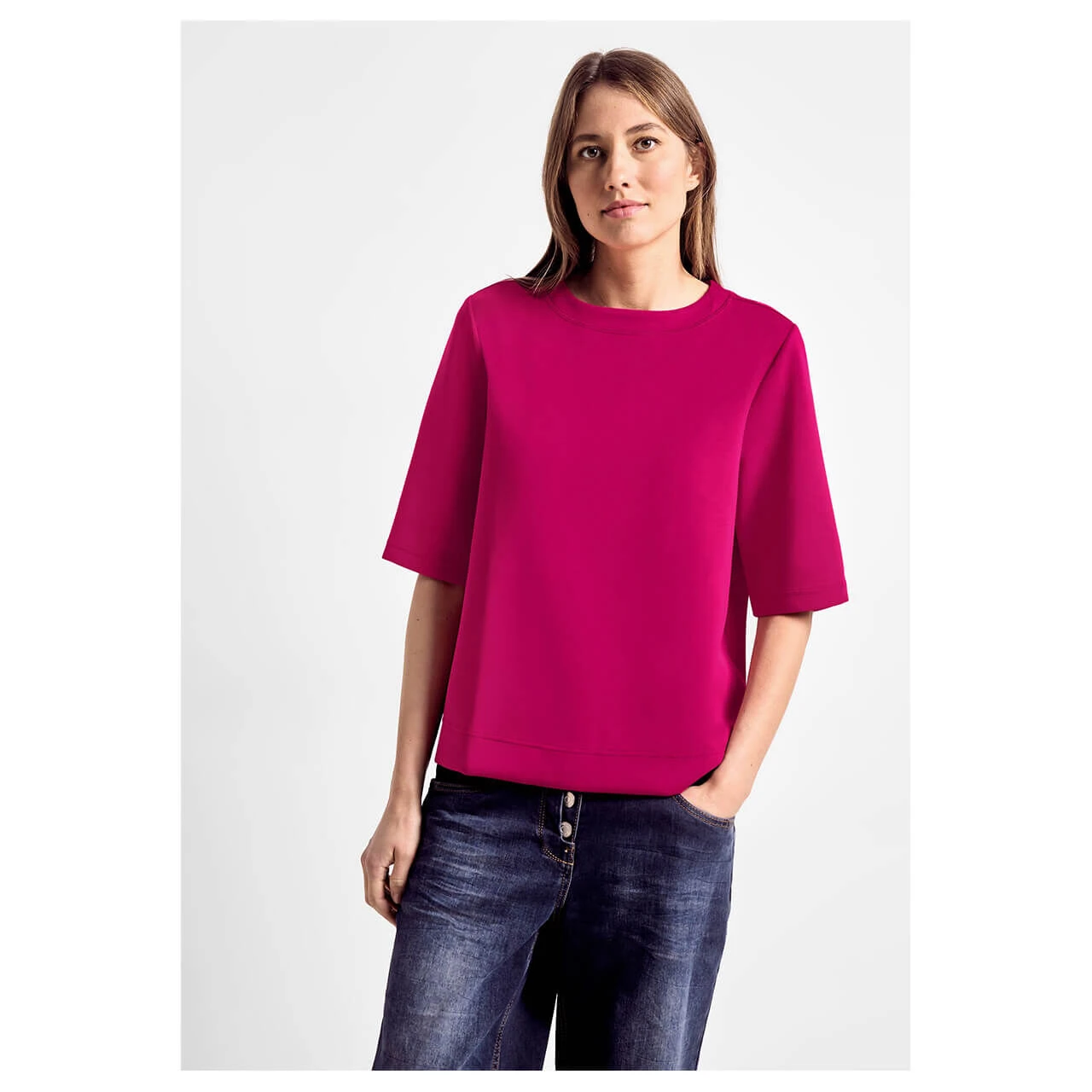 Cecil Damen Kurzarm Sweatshirt Pink Sorbet 2 Cecil Damen Kurzarm Sweatshirt Pink Sorbet – Bild 2