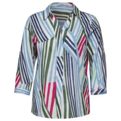 Cecil Damen 3/4 Arm Bluse Multicolor Light Cotton Vanilla White