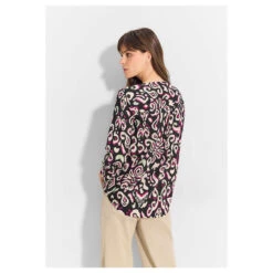 Cecil Damen 3/4 Arm Bluse Multicolor Print Black -Modebekleidungs Geschäft cecil multicolor print shirt bunt muster 30001 hinten